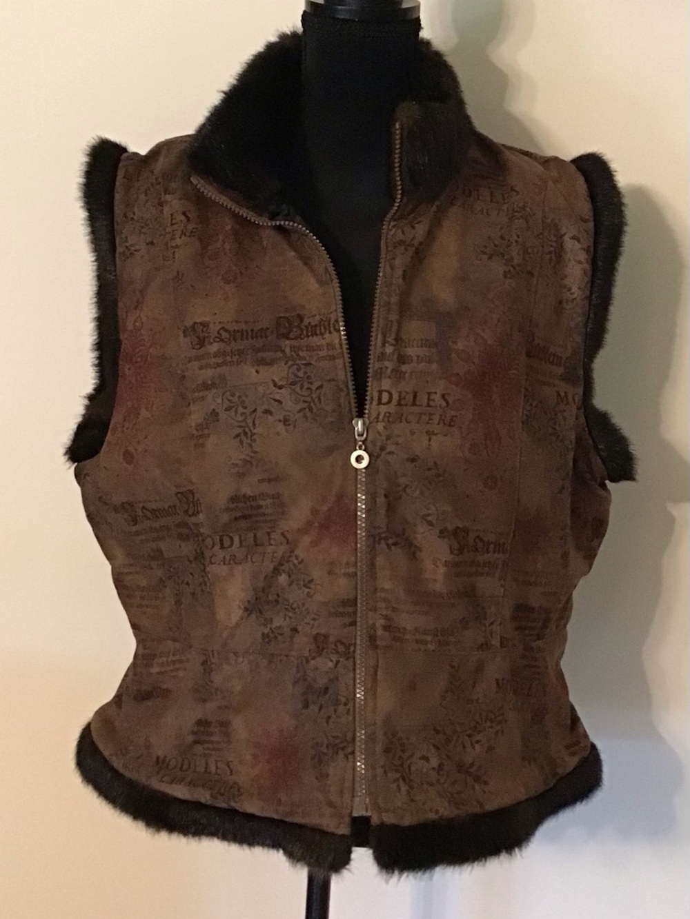 Women's Brown Faux-Shearling Zip Vest